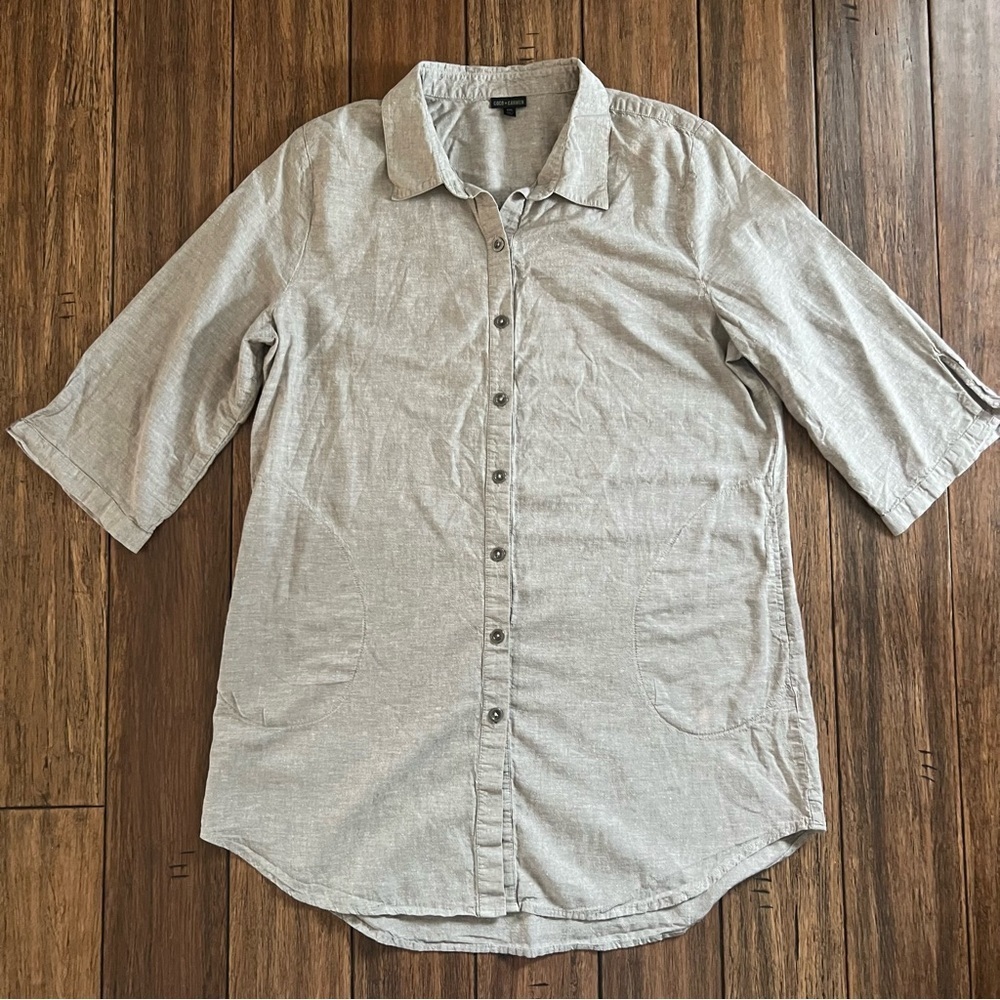 Coco+Carmen Hemp Cotton Tunic Top Shirt Dress XXL Sustainable Neutral Pockets